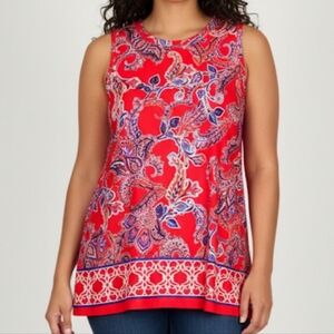 Red Floral Short Sleeve Top